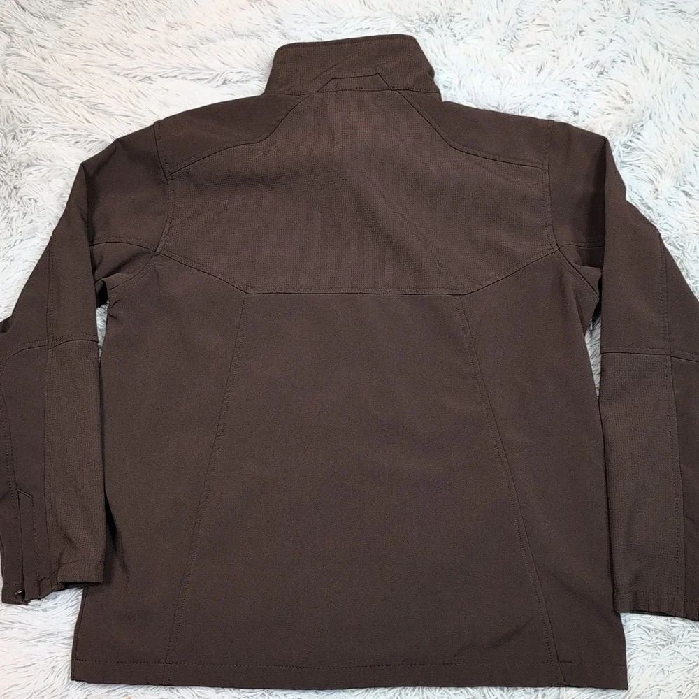 Snozu Performance Jacket Mens XL‎ Brown Logo Zip Up Pockets Lightweight Comfy